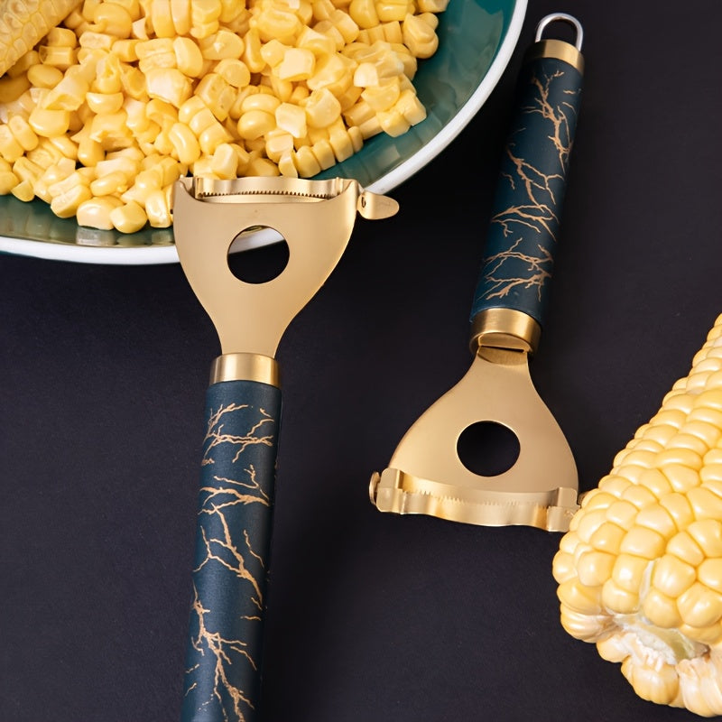 Stainless Steel Corn Peeler - Kitchen Corn Scraper Cutter, Corn Shelling Tool, Reusable Corn Cob Peeler with Thresher, Efficient Peeling, Durable Thresher, Fruit and Vegetable Tools Cooking Tools Kitchen Accessories