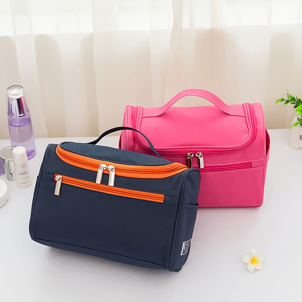 Large Capacity Travel Toiletry Bag - Multifunctional Cosmetic Organizer with Zipper for Men & Women, Durable Oxford Fabric