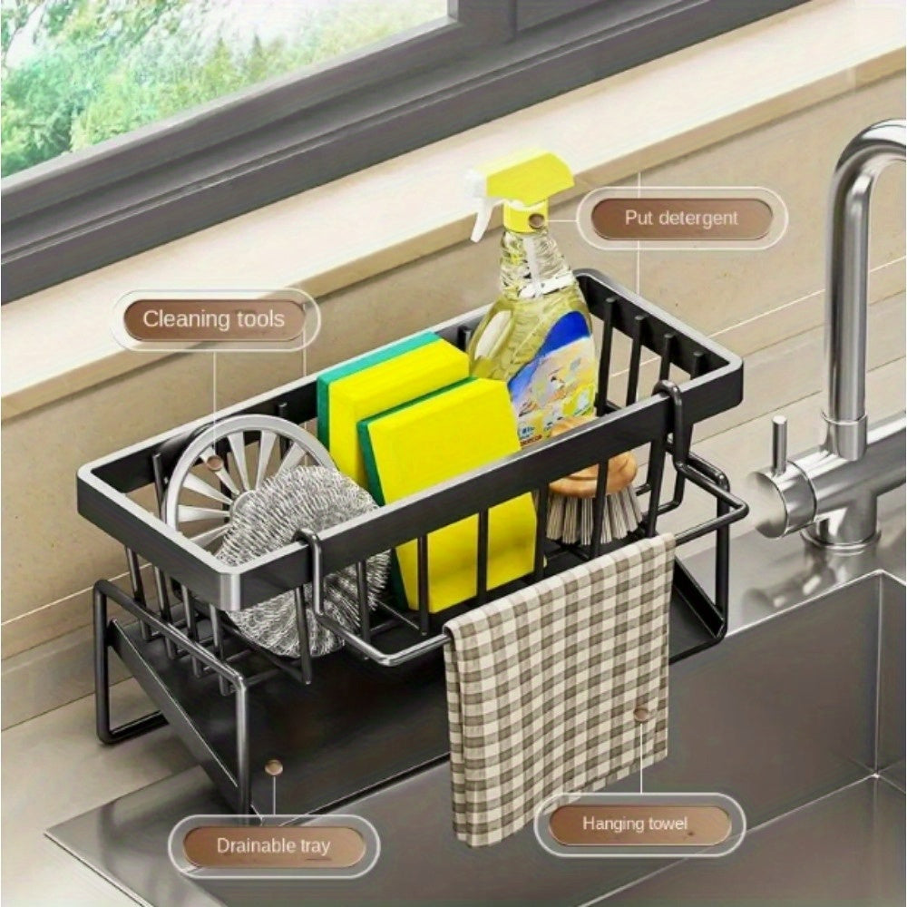 1pc Multifunctional Kitchen & Bathroom Sink Organizer, Multifunctional Drainage Rack New Multi-Layer ABS Material Rag Organizer for Outdoor Storage Boxes, Cabinets, Shelves, Buy Kitchen Supplies for Your Family