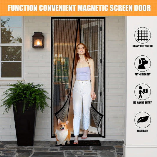 Magnetic Screen Door - Self Sealing, Heavy Duty, Hands Free Mesh Partition Keeps Bugs Out