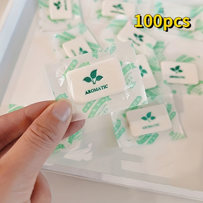 100pcs Lemon Jasmine Sachets, Fragrant Air Fresheners for Wardrobe, Car, and Room, Solid Perfume/Compressed Fragrance Tablets, Paper, Car Interior Accessories