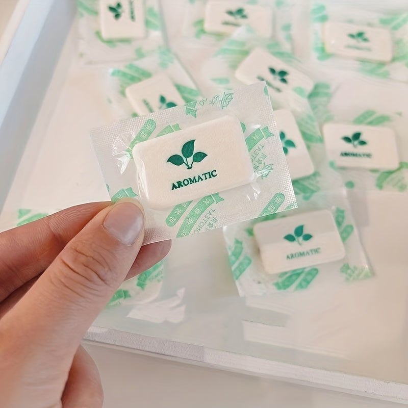 100pcs Lemon Jasmine Sachets, Fragrant Air Fresheners for Wardrobe, Car, and Room, Solid Perfume/Compressed Fragrance Tablets, Paper, Car Interior Accessories
