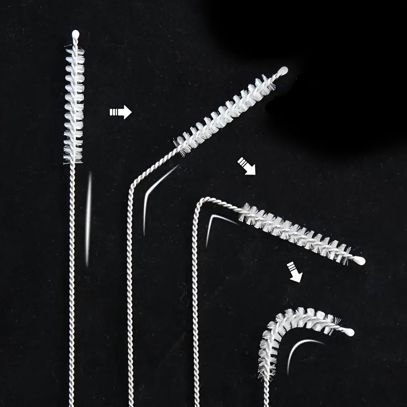 5/10pcs, Extra Long Stainless Steel Pipe Cleaning Brush - for Water Bottles, Keyboards, Small Pipes, Mini Micro Bottles, Gap Brushes, Soft Hair Straw Brushes, Essential Cleaning Accessories