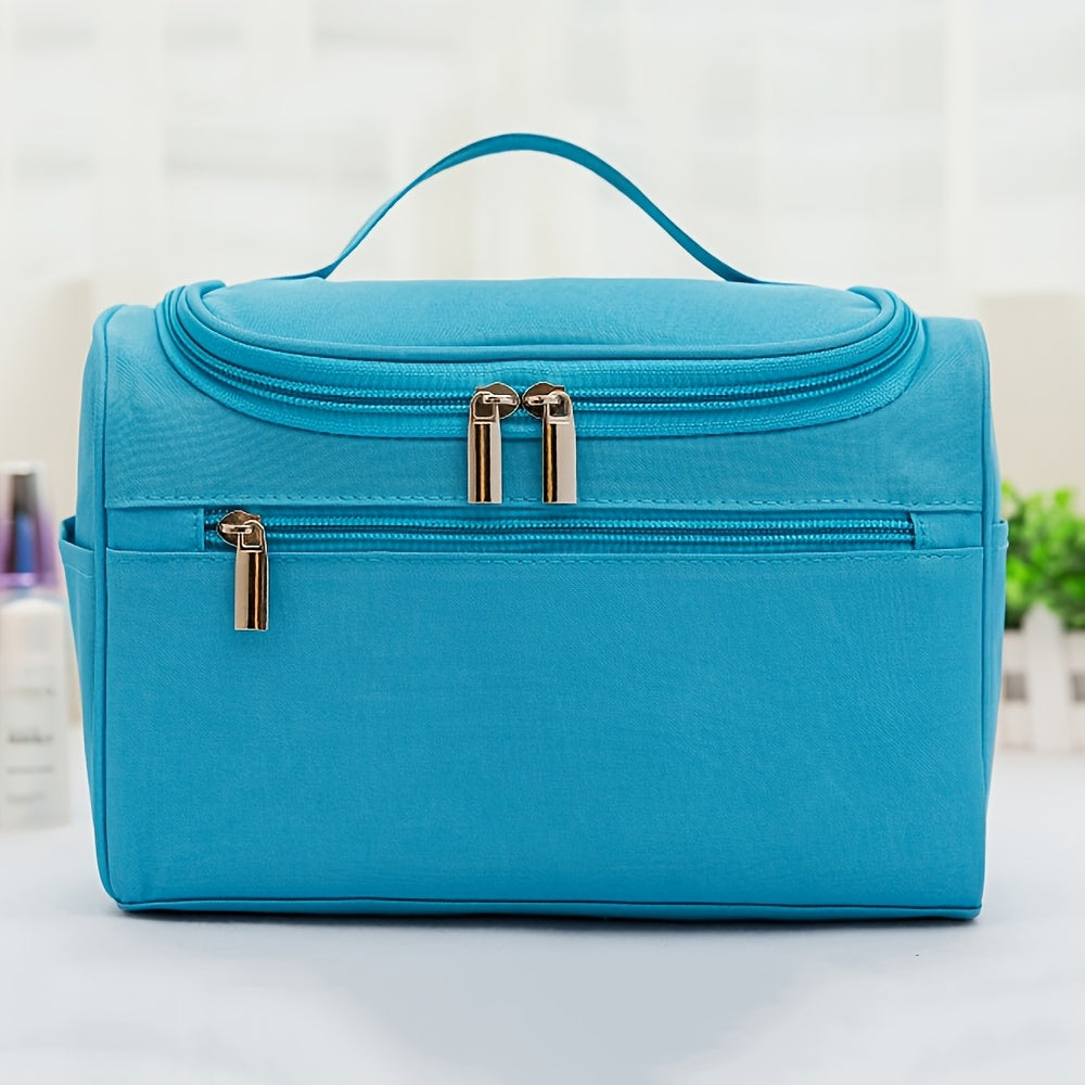 Large Capacity Travel Toiletry Bag - Multifunctional Cosmetic Organizer with Zipper for Men & Women, Durable Oxford Fabric