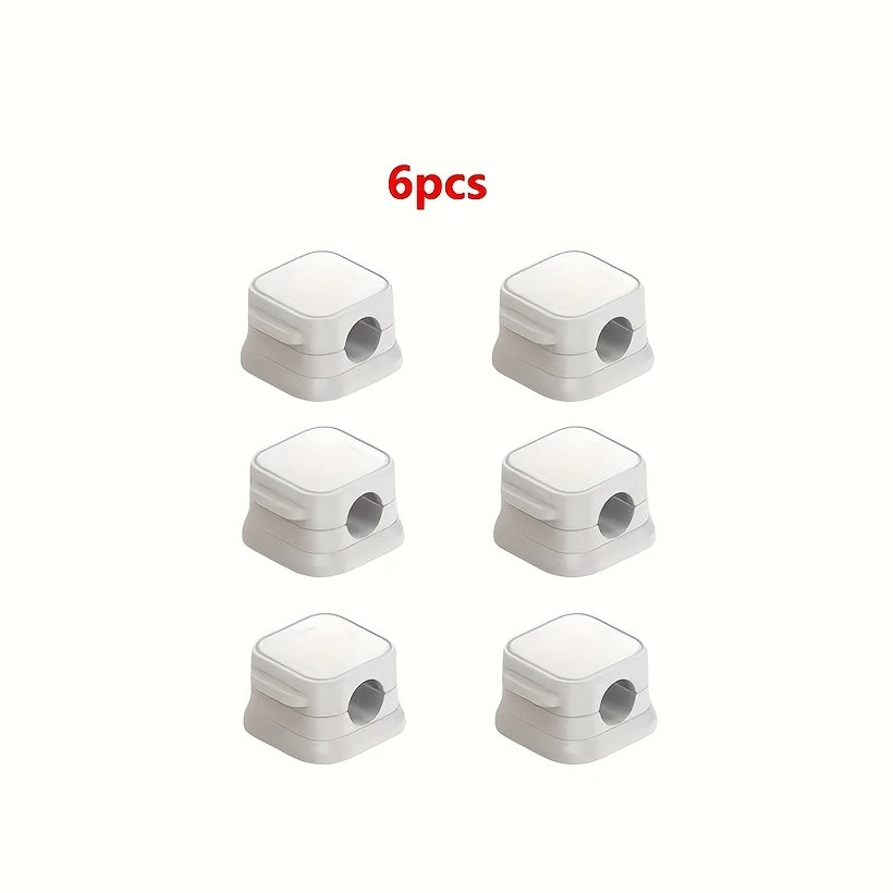 6pcs PVC Magnetic Cord Organizer Clips - Strong Adhesive, No-Drill Cable Holders for Desk & Home Office Wire Management, Multi-Use for Various Cables, Cord Holder