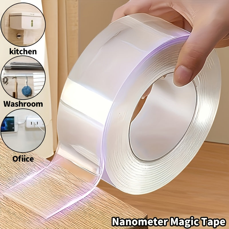 Super Strong Transparent Double-sided Tape - Reusable, Strong Adhesion, Suitable for Home, Kitchen, Office, Car, Bathroom And Household Items.