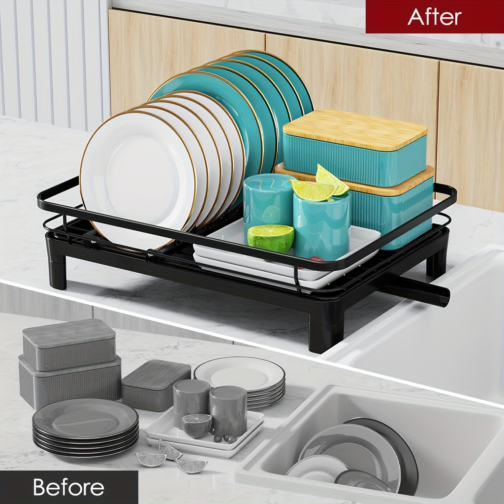 Stainless Steel Dish Drying Racks With Cutlery Holder, Space-Saving, Durable Kitchen Counter Organizer For Dishes And Utensils, Multi-Compartment Design, Drying Racks Ideal For Home And Office Use