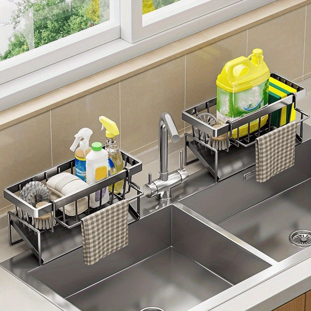 1pc Multifunctional Kitchen & Bathroom Sink Organizer, Multifunctional Drainage Rack New Multi-Layer ABS Material Rag Organizer for Outdoor Storage Boxes, Cabinets, Shelves, Buy Kitchen Supplies for Your Family