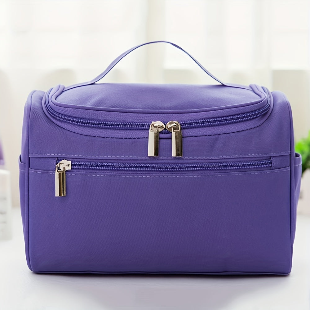 Large Capacity Travel Toiletry Bag - Multifunctional Cosmetic Organizer with Zipper for Men & Women, Durable Oxford Fabric