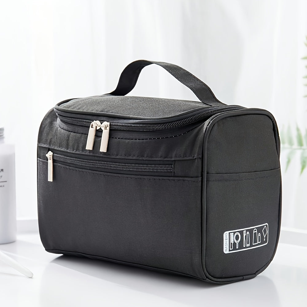 Large Capacity Travel Toiletry Bag - Multifunctional Cosmetic Organizer with Zipper for Men & Women, Durable Oxford Fabric