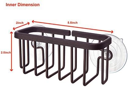 Kitchen Sink Suction Holder for Sponges, Scrubbers, Soap, Kitchen, Bathroom, 6" x 2.5" x 2.75", Aluminum (Black)