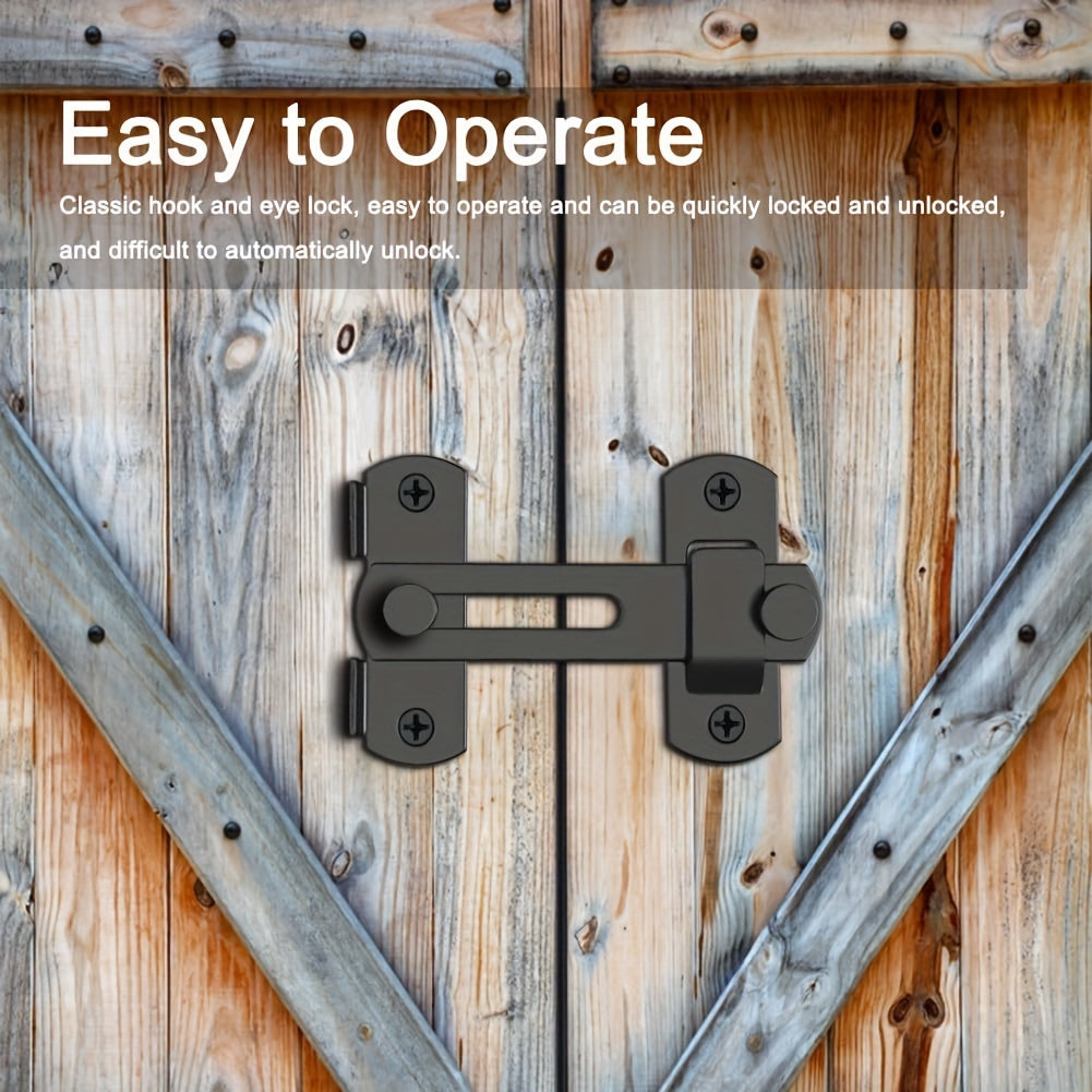 Set of 2 Stainless Steel Barn Door Locks - 180 Degree Flip And Slide Design, Durable for Pet Doors, Garages, Bathrooms, Windows, Outdoor Use, No Electricity Required, Commercial Grade, Home Security/ Security Enhancement, Suitable for Various Door Typ