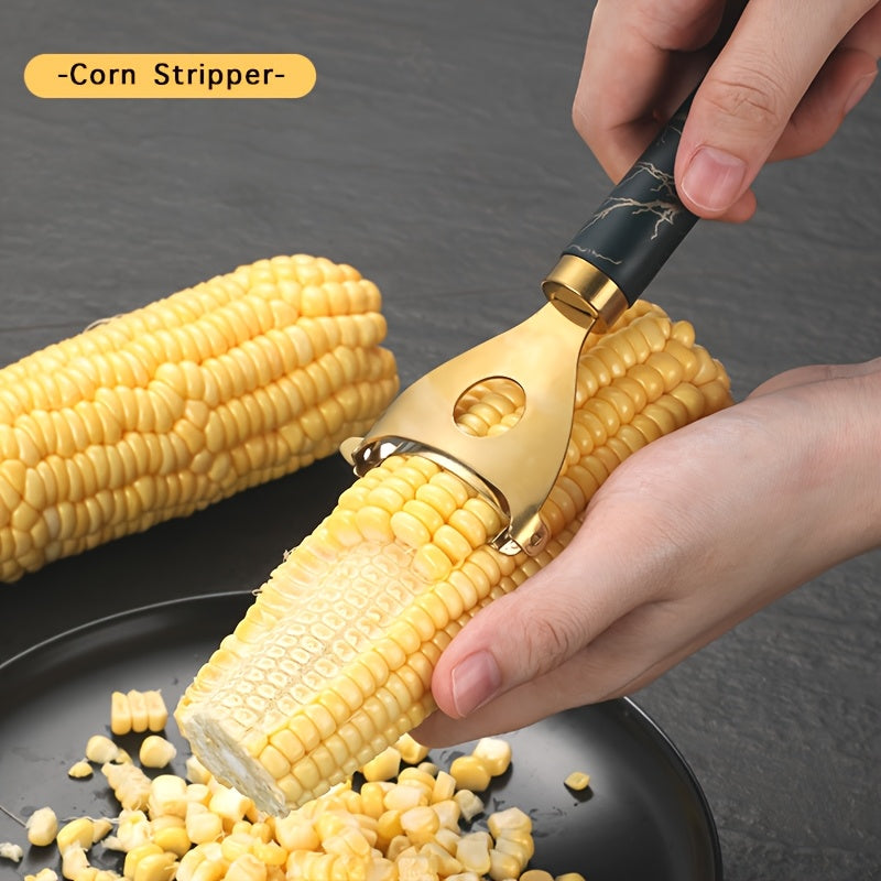 Stainless Steel Corn Peeler - Kitchen Corn Scraper Cutter, Corn Shelling Tool, Reusable Corn Cob Peeler with Thresher, Efficient Peeling, Durable Thresher, Fruit and Vegetable Tools Cooking Tools Kitchen Accessories