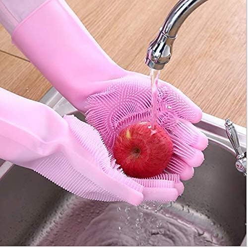 Silicone Dishwashing Gloves, Pet Grooming Rubber Scrubbing Gloves, Sponge Cleaning Brush for Housework, Cars, Dogs