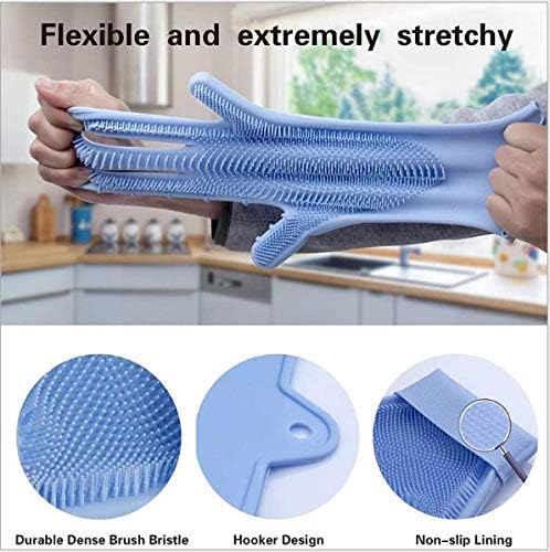 Silicone Dishwashing Gloves, Pet Grooming Rubber Scrubbing Gloves, Sponge Cleaning Brush for Housework, Cars, Dogs