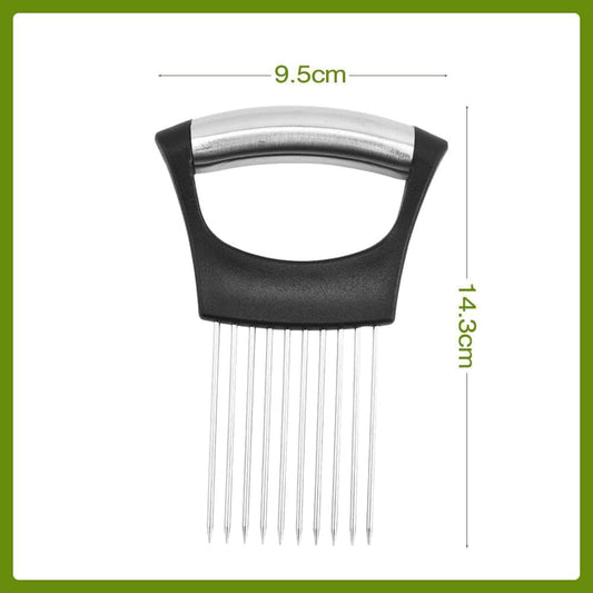 2025 New Onion Holder for Slicing, Stainless Steel Onion Slice Holder Lemon Slicer Vegetable Cutter, Kitchen Gadgets Chopper Slicing Assistant Tool for Meat, Onion, Potato, Tomato (1 Pcs)