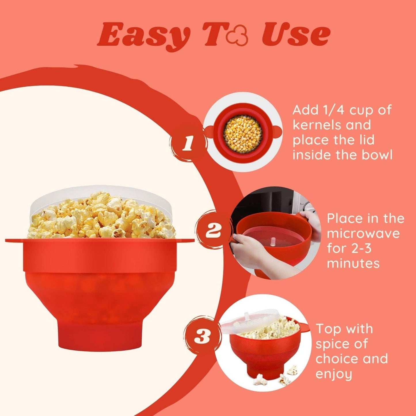 Silicone Microwave Popcorn Popper BPA Free Collapsible Popcorn Bowl Microwavable Pop Corn Maker with Lid and Handle Dishwasher Safe Silicon Bucket for Parties and Movie Nights, Green