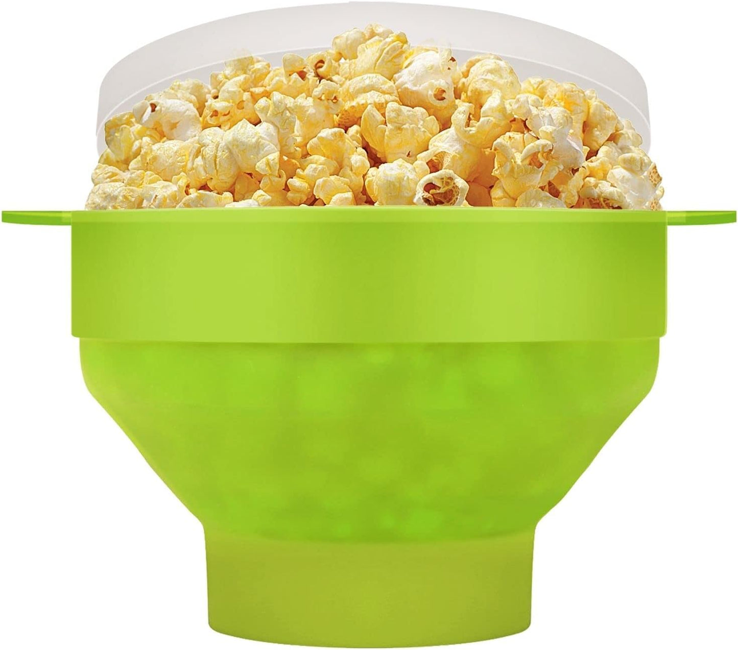Silicone Microwave Popcorn Popper BPA Free Collapsible Popcorn Bowl Microwavable Pop Corn Maker with Lid and Handle Dishwasher Safe Silicon Bucket for Parties and Movie Nights, Green