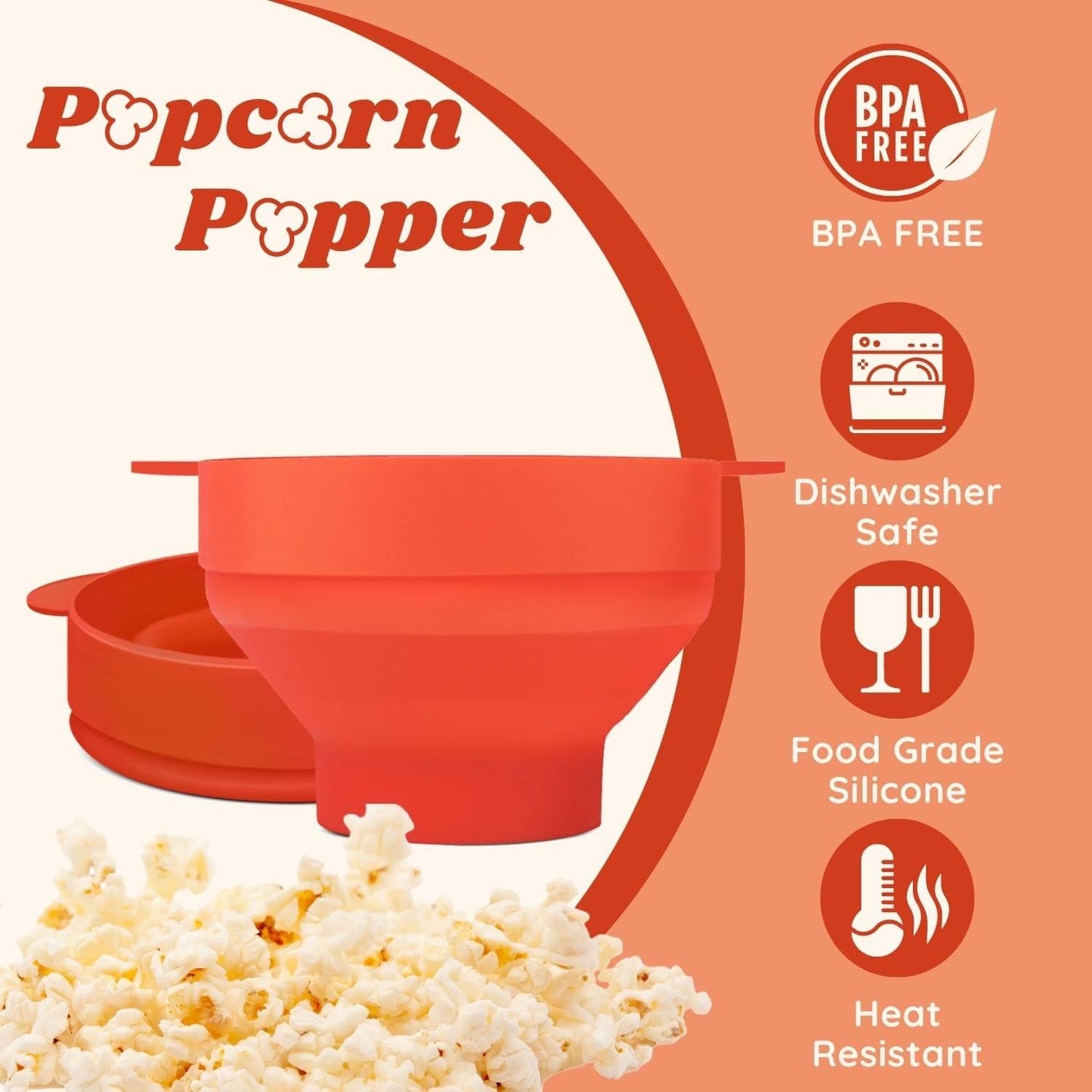 Silicone Microwave Popcorn Popper BPA Free Collapsible Popcorn Bowl Microwavable Pop Corn Maker with Lid and Handle Dishwasher Safe Silicon Bucket for Parties and Movie Nights, Green
