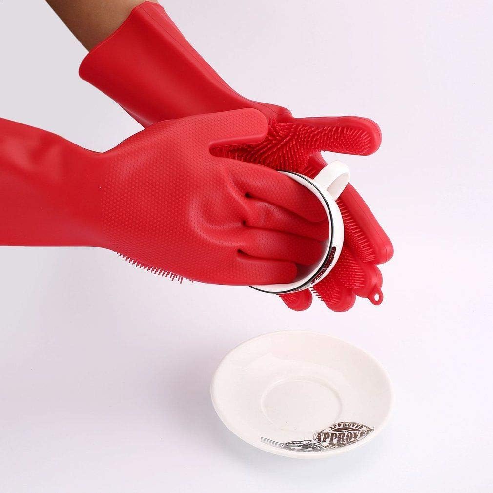 Silicone Dishwashing Gloves, Pet Grooming Rubber Scrubbing Gloves, Sponge Cleaning Brush for Housework, Cars, Dogs
