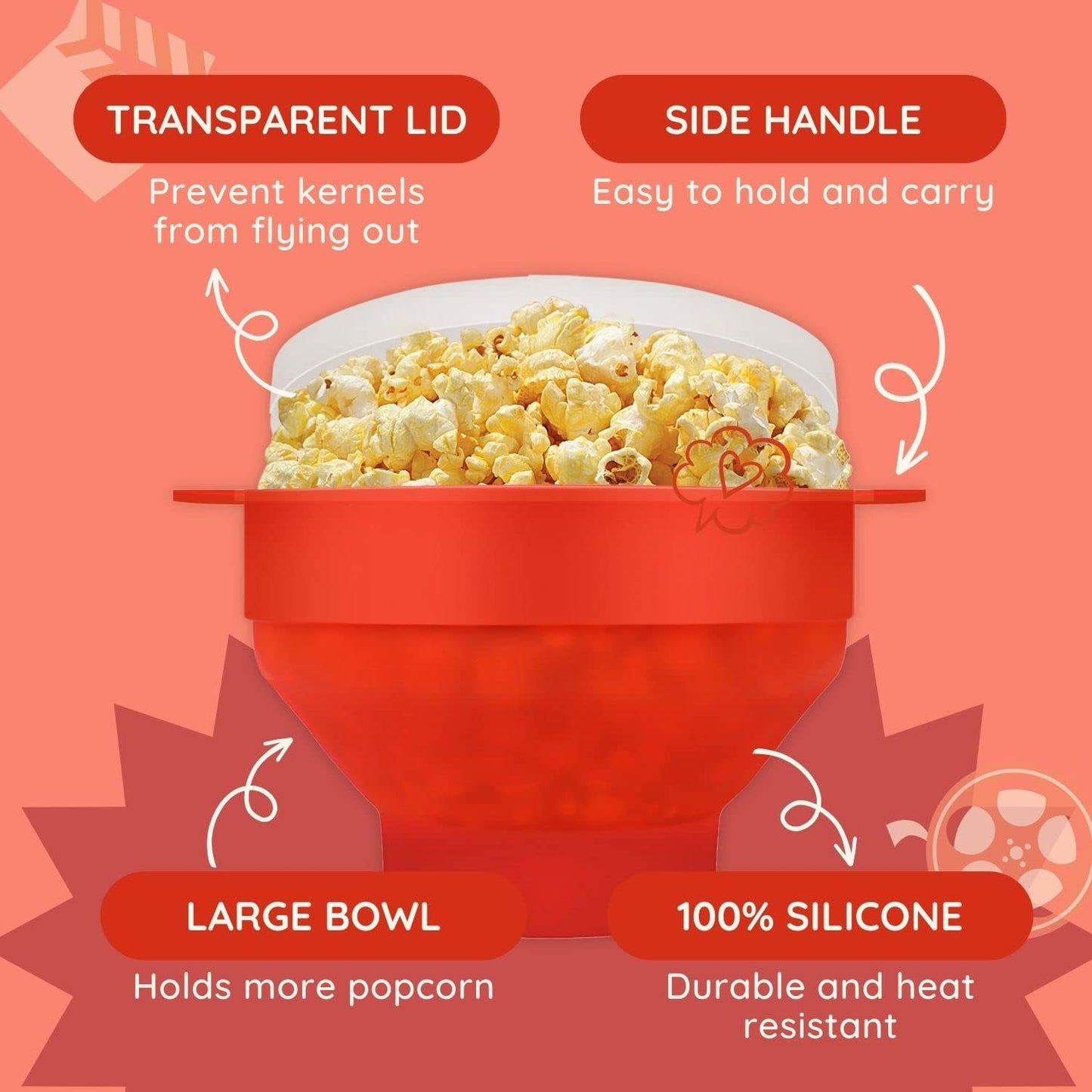 Silicone Microwave Popcorn Popper BPA Free Collapsible Popcorn Bowl Microwavable Pop Corn Maker with Lid and Handle Dishwasher Safe Silicon Bucket for Parties and Movie Nights, Green
