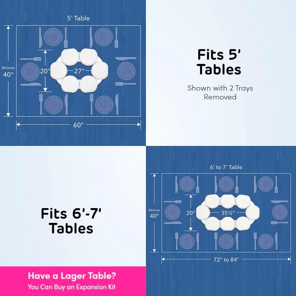 The Lazy Susan Revolution - The First Patented Lazy Susan Turntable Expandable for Rectangular & Oblong Tables - Kitchen & Dining Tables - Great Gift! Parties & Gatherings