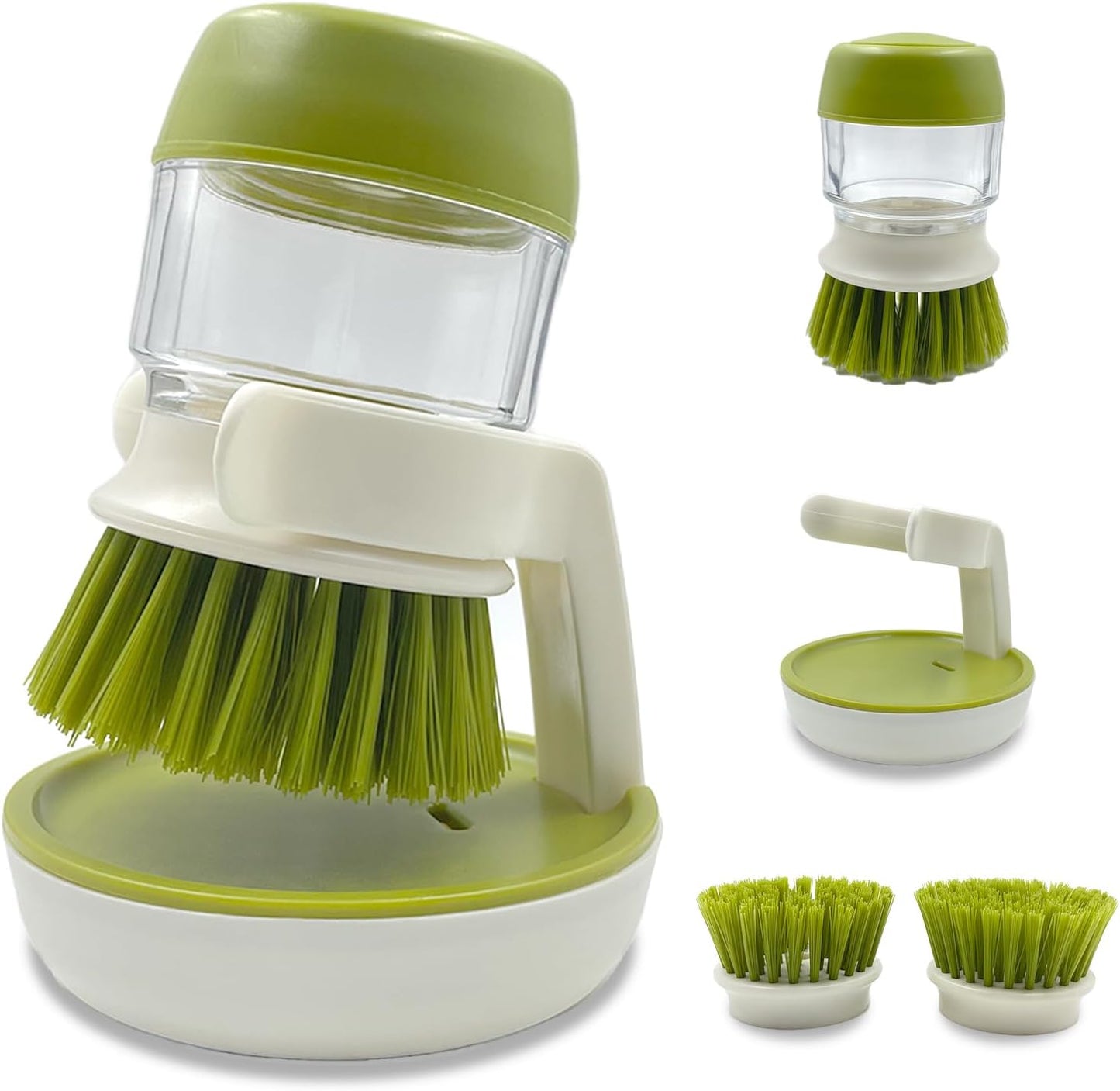 Soap Dispenser with Dish Brush and Storage Bracket, Easy to Clean Kitchen Utensils and Sink, Gray