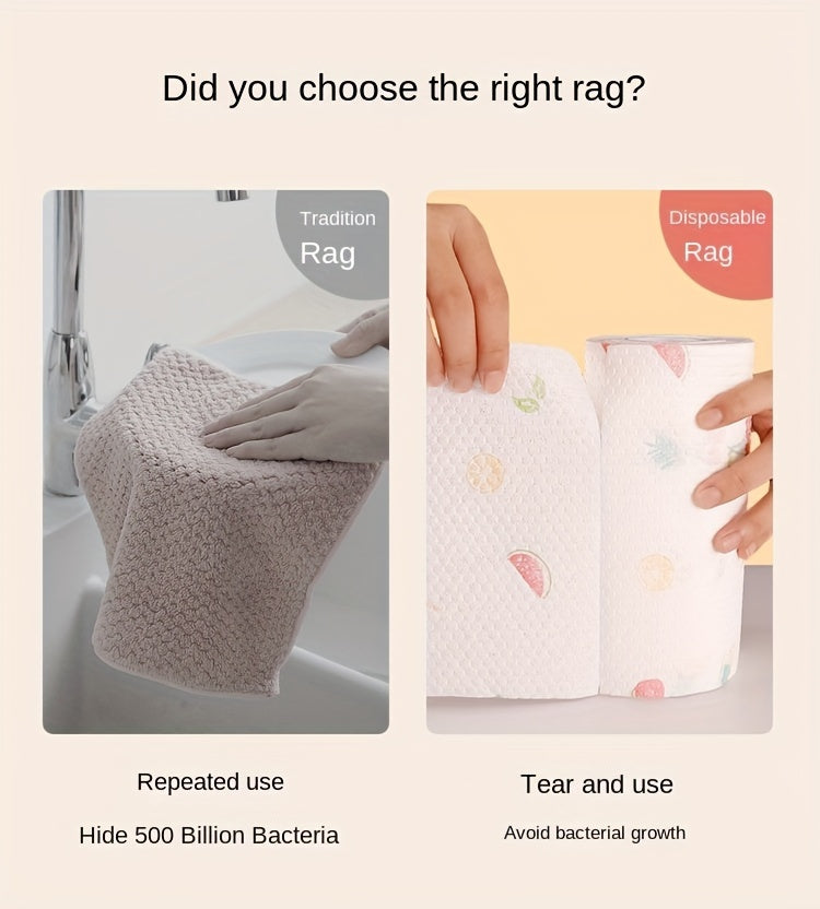 50/100/200/400pcs Disposable cleaning wipes - Non-woven PET fabric kitchen towels, random patterned, reusable household lazy cloth