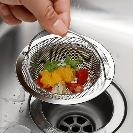1pc Stainless Steel Sink Strainer With Handle - Metal Drain Stopper & Hair Catcher - Clog Prevention Filter For Kitchen & Bathroom