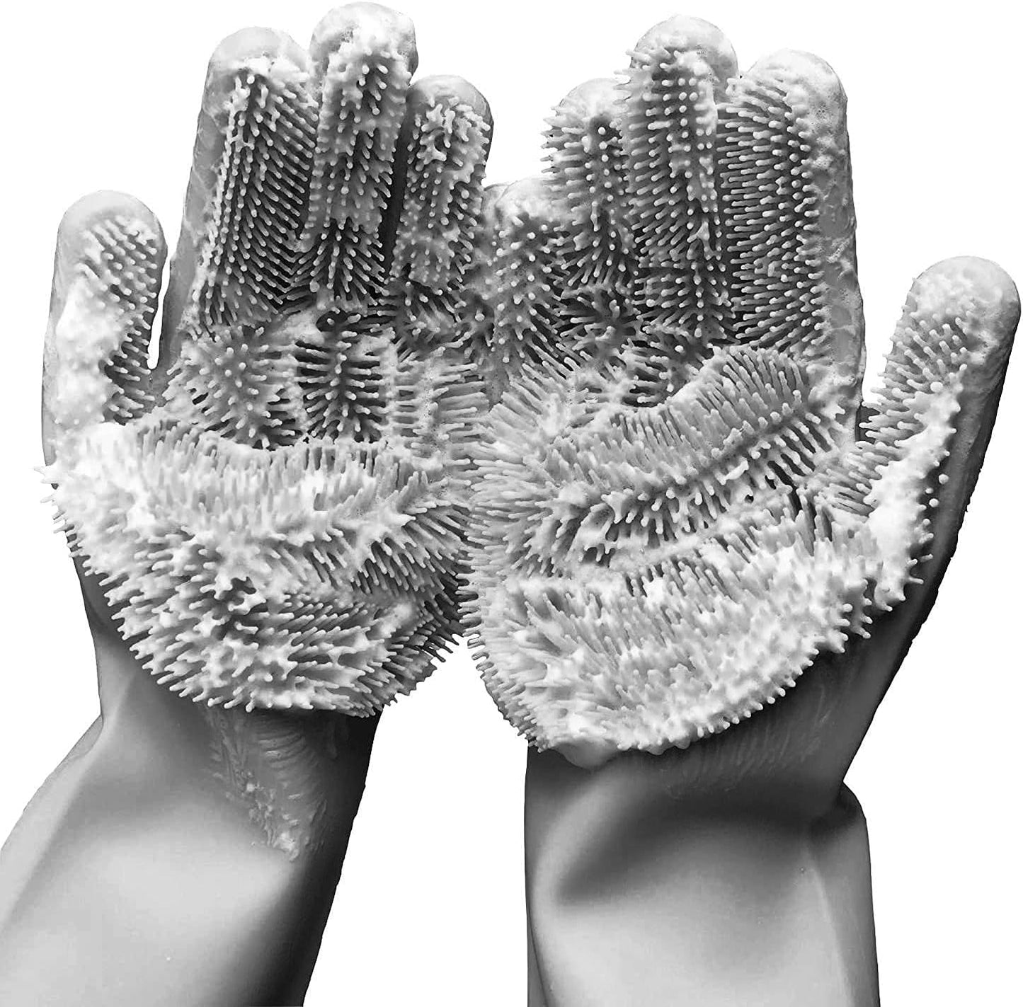 Silicone Dishwashing Gloves, Pet Grooming Rubber Scrubbing Gloves, Sponge Cleaning Brush for Housework, Cars, Dogs