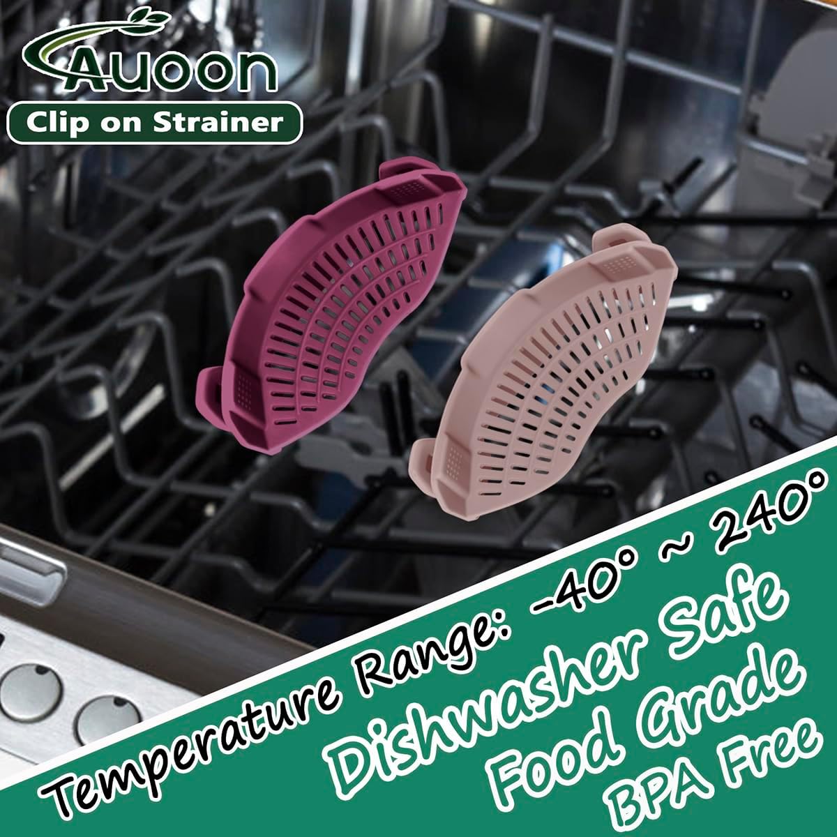 Clip On Strainer Silicone for All Pots and Pans, Pasta Strainer Clip on Food Strainer for Meat Vegetables Fruit Silicone Kitchen Colander