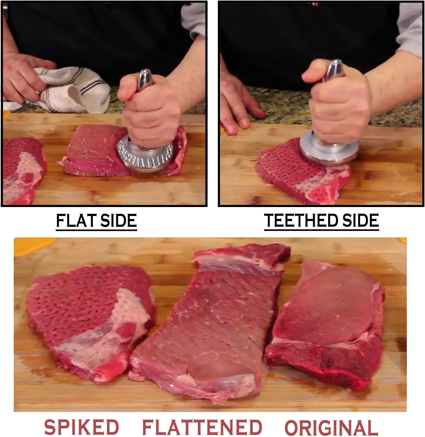 Reversible Meat Tenderizer and Pounder Dual Sided Meat Tenderizer Mallet Marinating Prep Tool