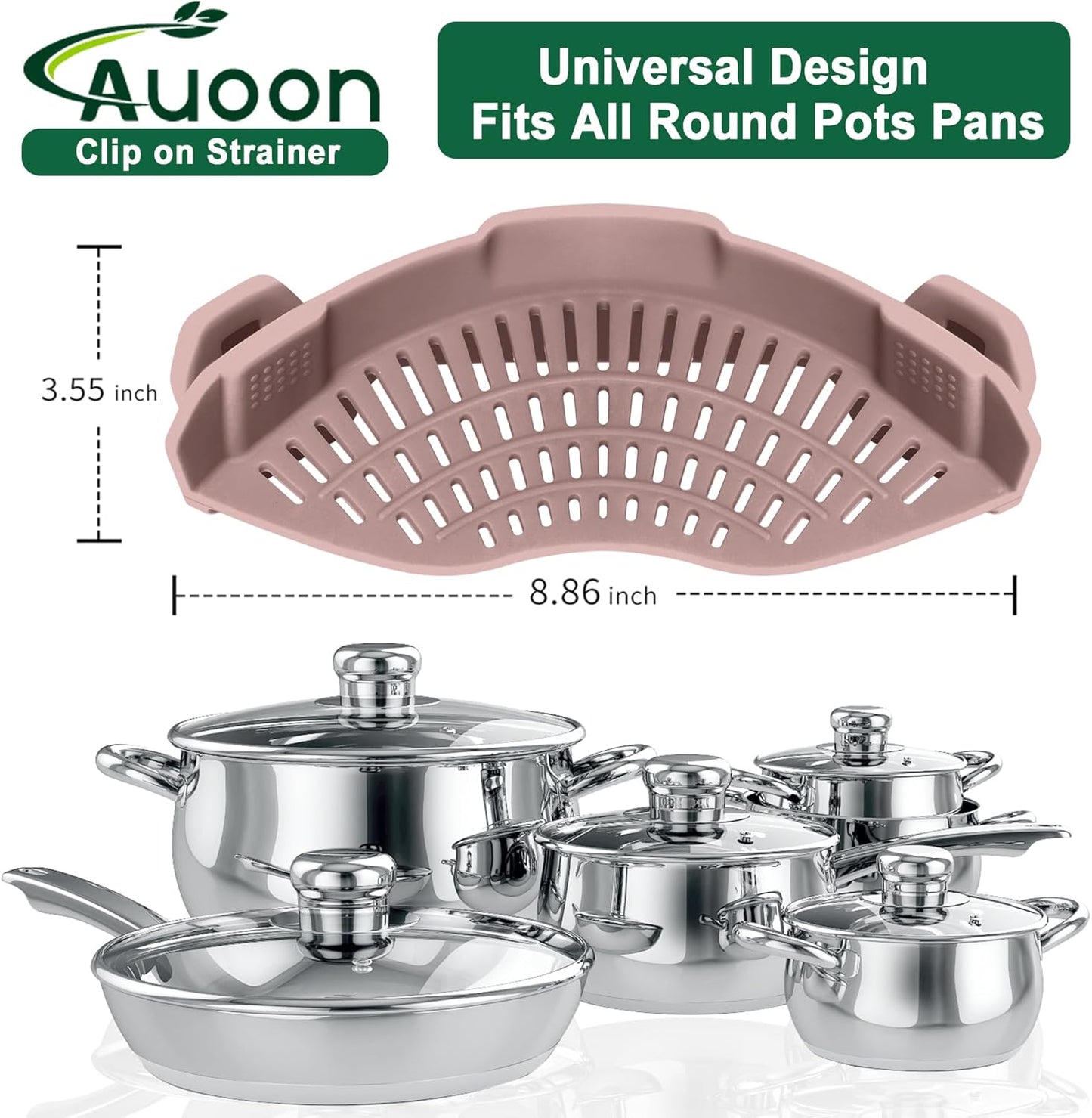 Clip On Strainer Silicone for All Pots and Pans, Pasta Strainer Clip on Food Strainer for Meat Vegetables Fruit Silicone Kitchen Colander