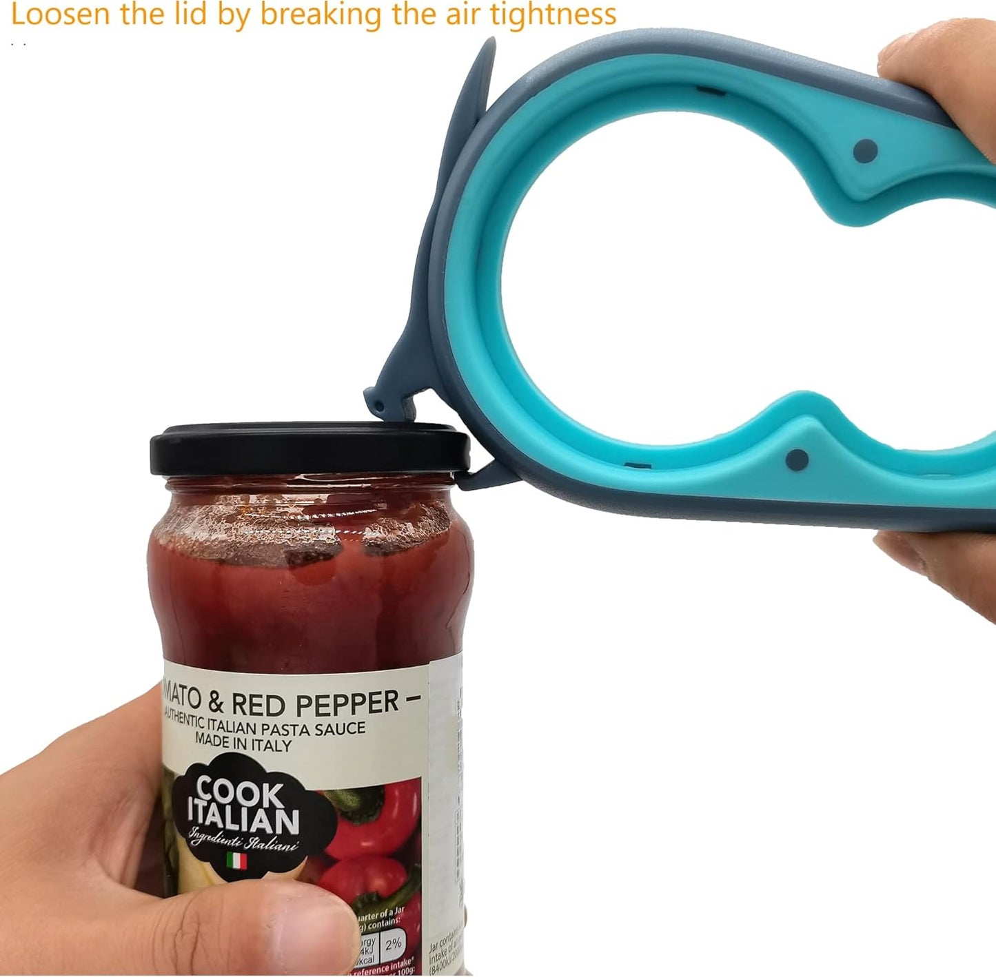 Opener Bottle Opener and Can Opener for Weak hands, Seniors with Arthritis and Anyone with Low Strength, Mutil Jar Opener Get Lids Off Easily (Blue and Grey)