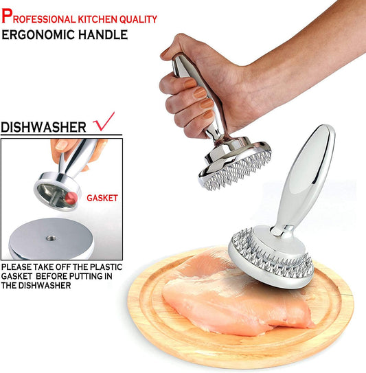 Reversible Meat Tenderizer and Pounder Dual Sided Meat Tenderizer Mallet Marinating Prep Tool