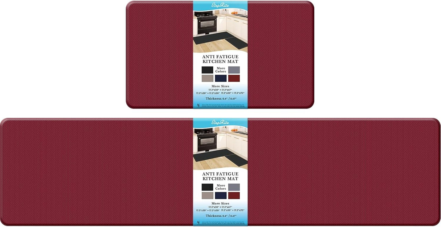 2PCS Kitchen Rugs, Cushioned Anti Fatigue Kitchen Mats for Floor, Non-Slip Standing Desk Mat, Waterproof Kitchen Rug Set for Kitchen, Floor, Office,17.3"×30"+17.3"×47",Black