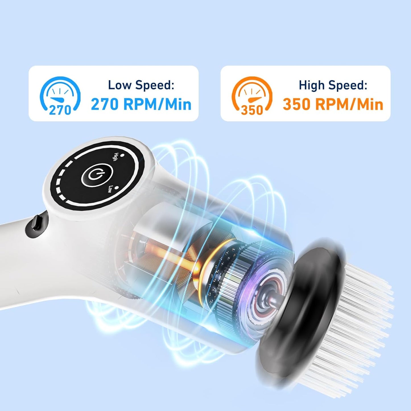 Cordless Electric Spin Scrubber, Electric Grout Cleaner with 2 Speeds, Adjustable Handle, 8 Replaceable Brush Heads, IPX7 Waterproof Electric Grout Brush for Kitchen, Bathroom, Car