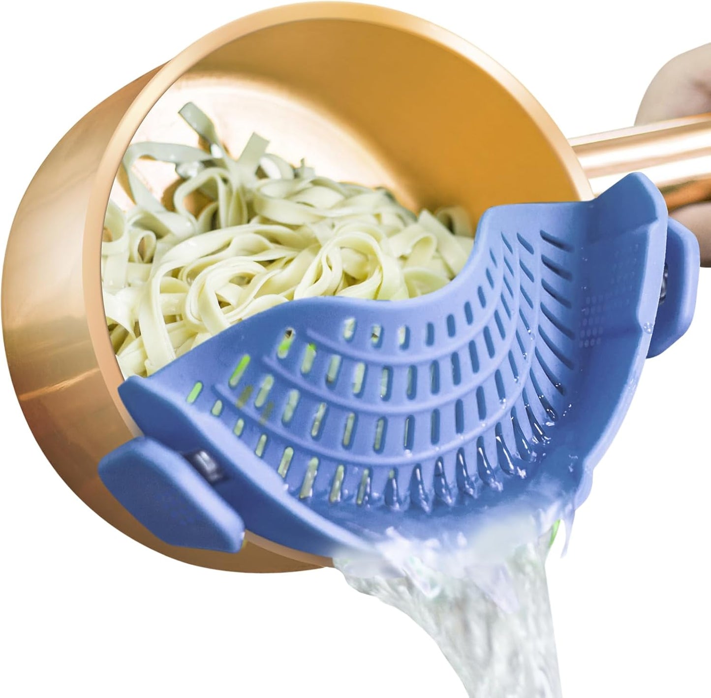 Clip On Strainer Silicone for All Pots and Pans, Pasta Strainer Clip on Food Strainer for Meat Vegetables Fruit Silicone Kitchen Colander