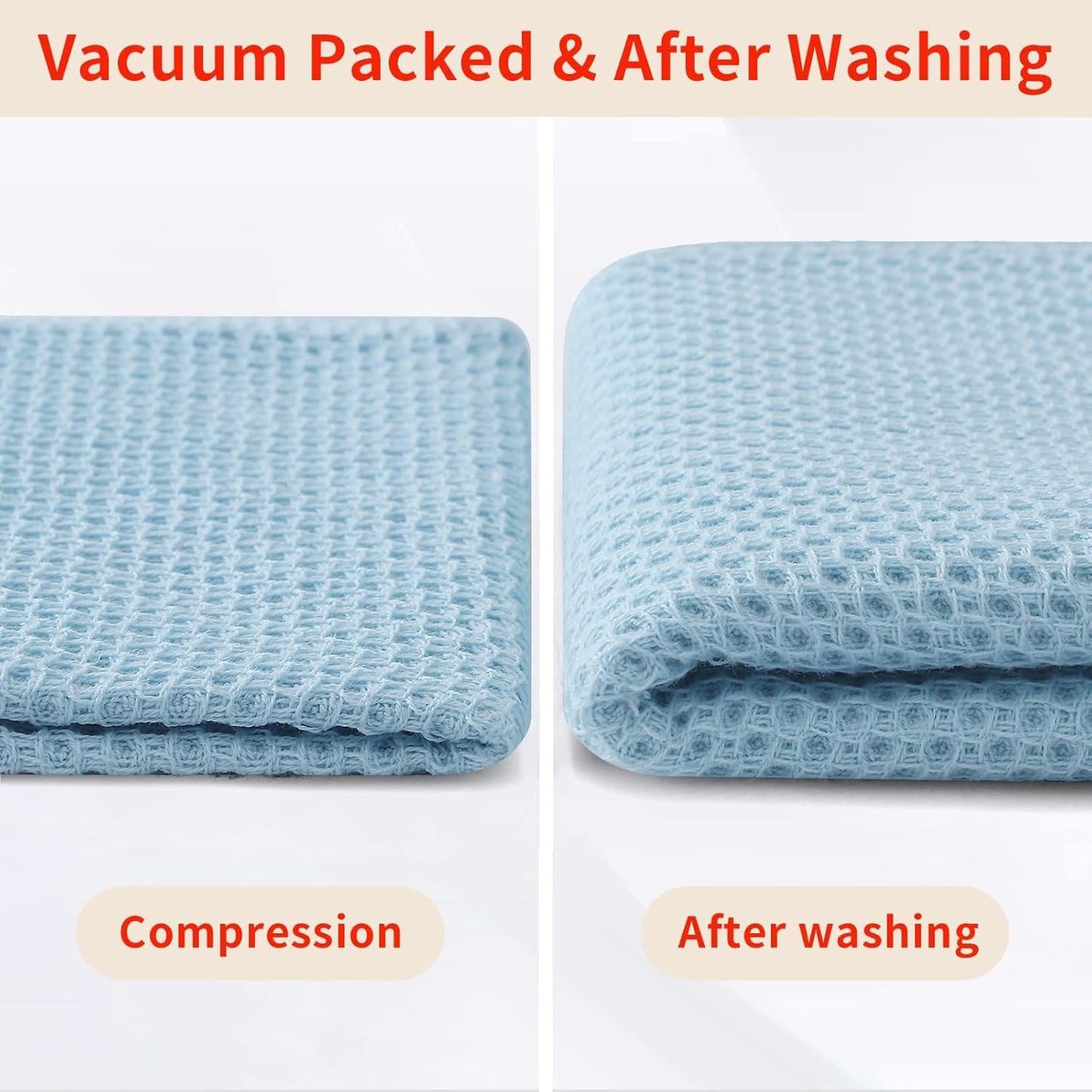 100% Cotton Waffle Weave Kitchen Dish Cloths, Ultra Soft Absorbent Quick Drying Dish Towels, 12 x 12 Inches, 6-Pack, Dark Grey