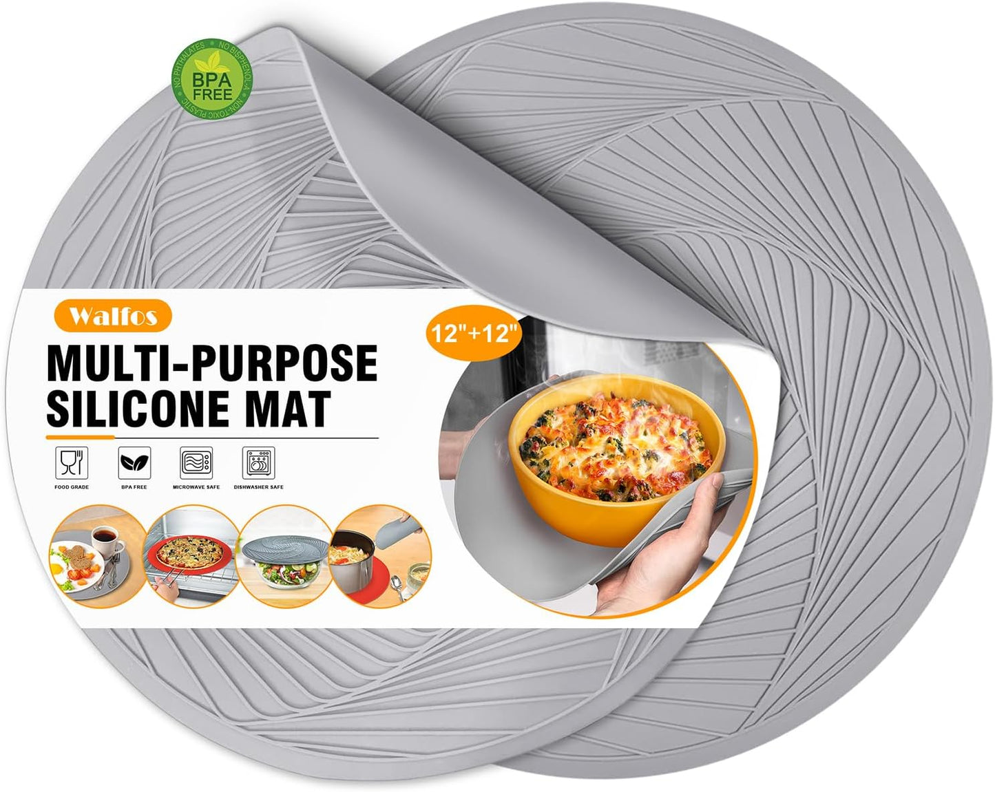 Silicone Trivet Mats - 4 Heat Resistant Pot Holders, Multipurpose Non-Slip Hot Pads for Kitchen Potholders, Hot Dishers, Jar Opener, Spoon Holder, Food Grade Silicone & BPA Free (Black)