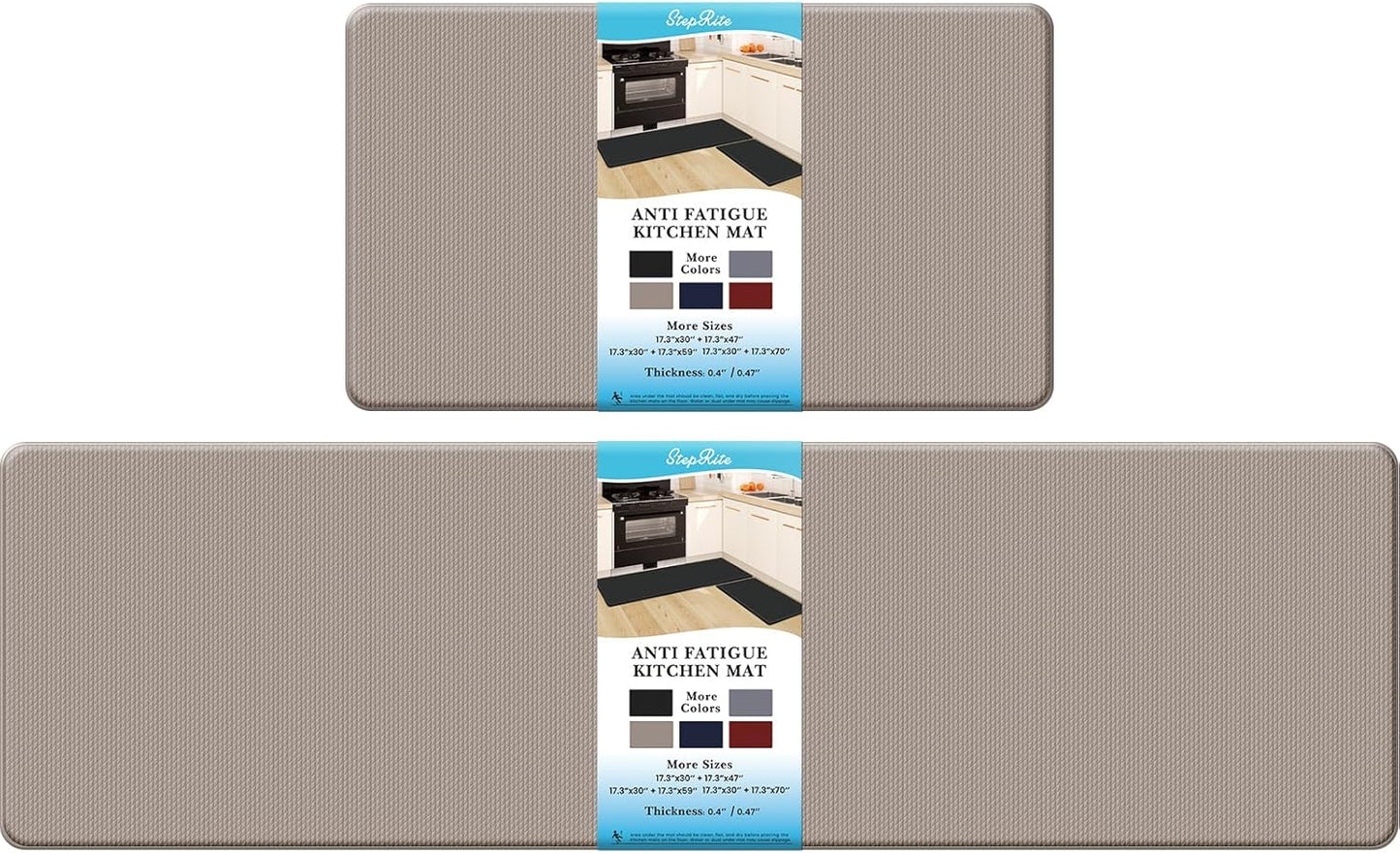 2PCS Kitchen Rugs, Cushioned Anti Fatigue Kitchen Mats for Floor, Non-Slip Standing Desk Mat, Waterproof Kitchen Rug Set for Kitchen, Floor, Office,17.3"×30"+17.3"×47",Black