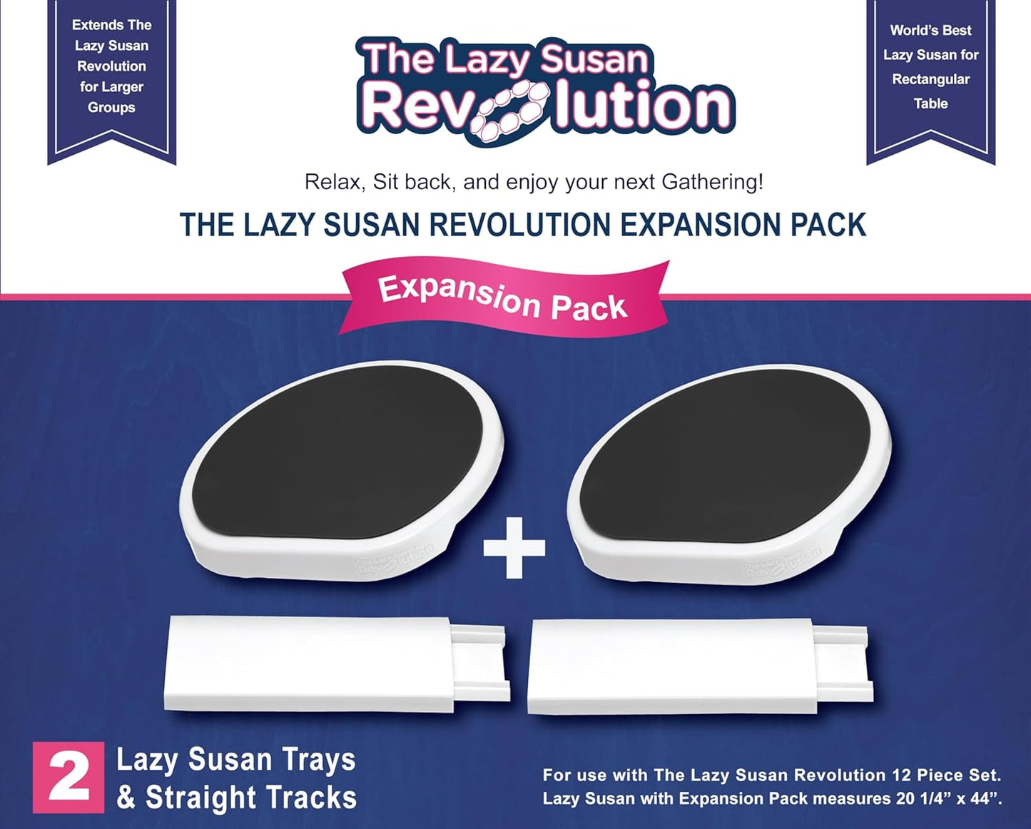 The Lazy Susan Revolution - The First Patented Lazy Susan Turntable Expandable for Rectangular & Oblong Tables - Kitchen & Dining Tables - Great Gift! Parties & Gatherings