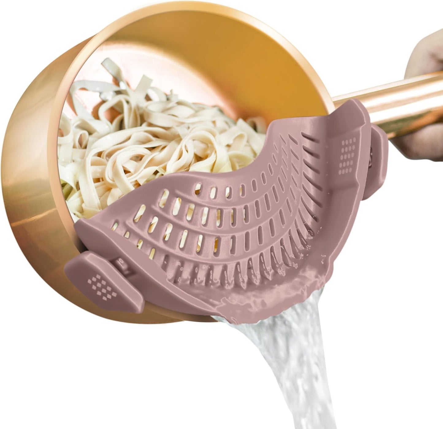 Clip On Strainer Silicone for All Pots and Pans, Pasta Strainer Clip on Food Strainer for Meat Vegetables Fruit Silicone Kitchen Colander