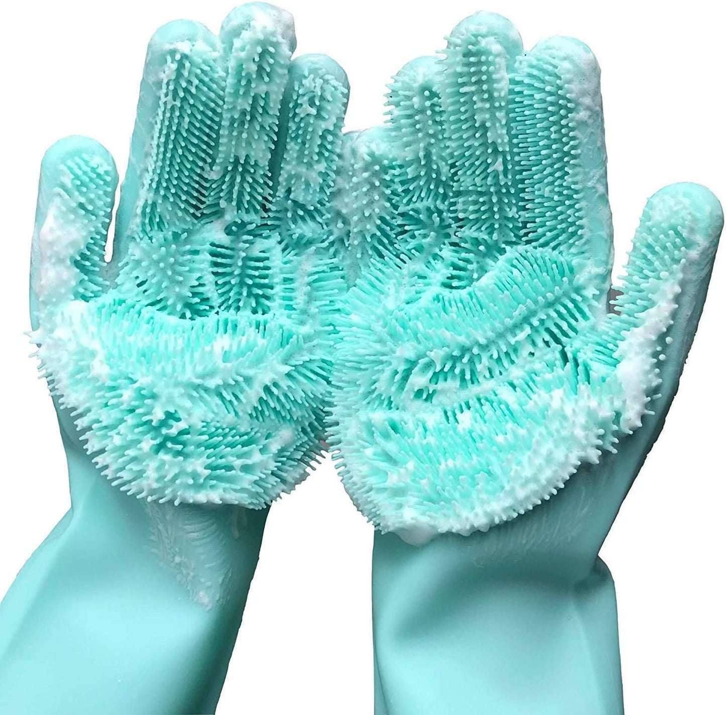 Silicone Dishwashing Gloves, Pet Grooming Rubber Scrubbing Gloves, Sponge Cleaning Brush for Housework, Cars, Dogs