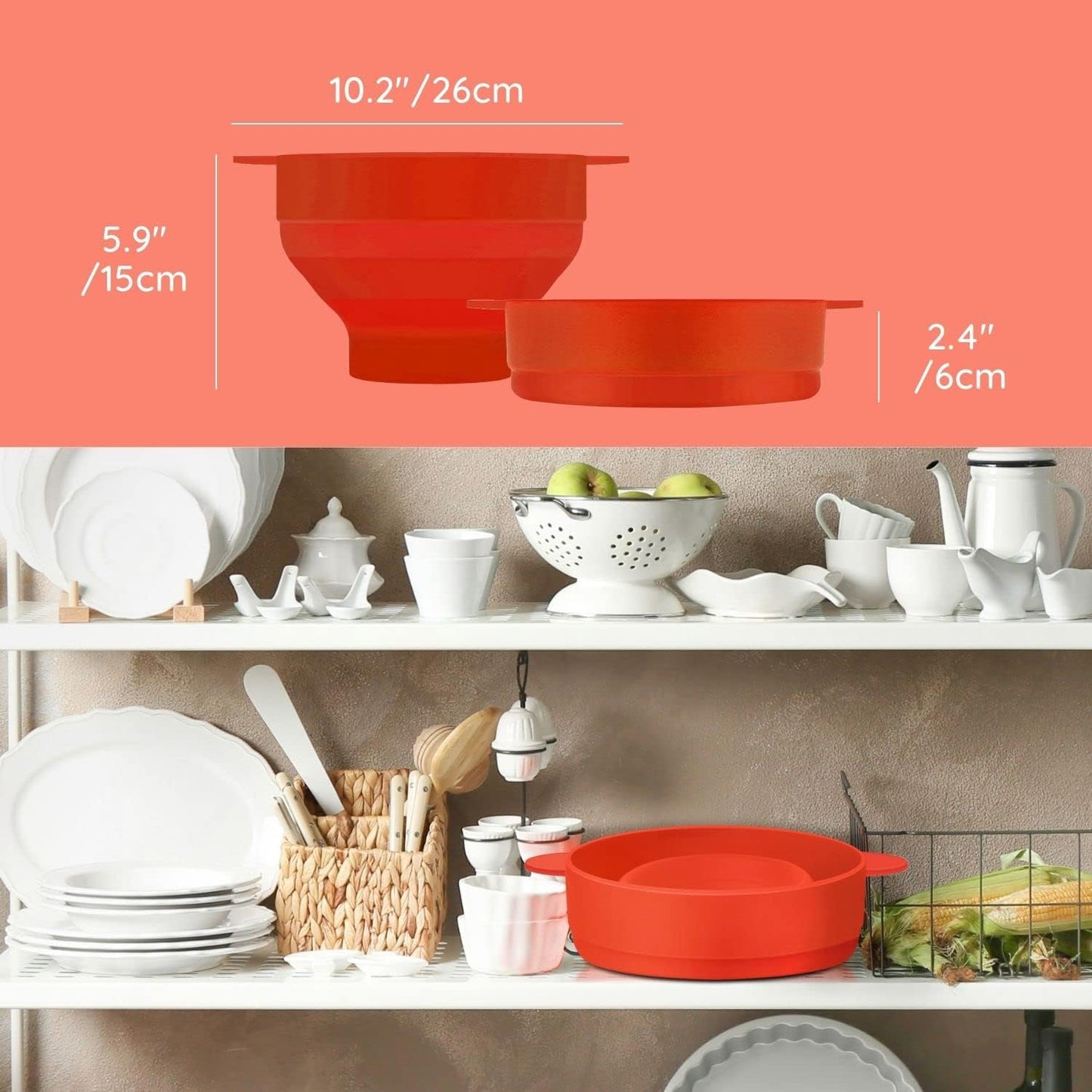 Silicone Microwave Popcorn Popper BPA Free Collapsible Popcorn Bowl Microwavable Pop Corn Maker with Lid and Handle Dishwasher Safe Silicon Bucket for Parties and Movie Nights, Green