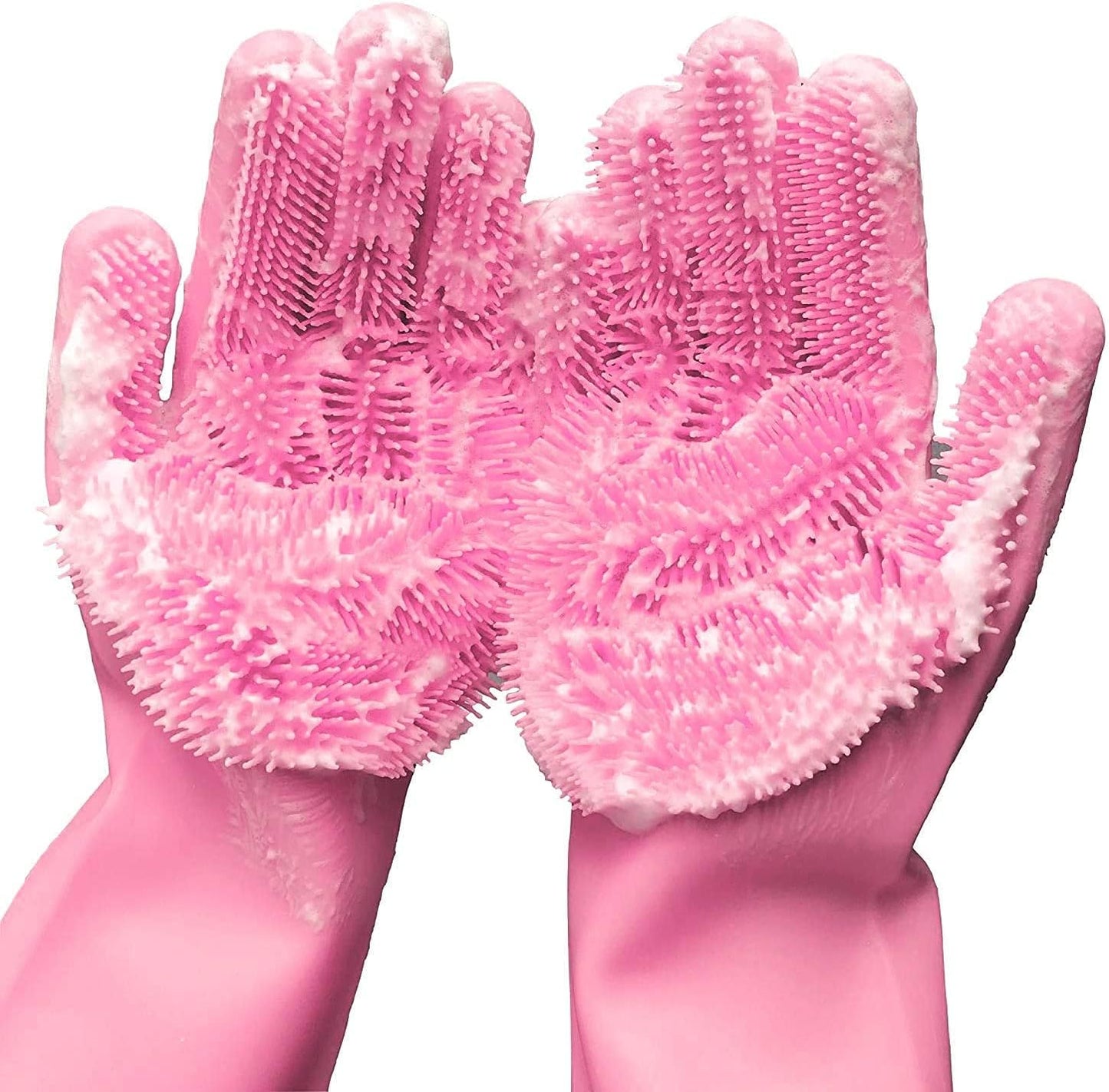 Silicone Dishwashing Gloves, Pet Grooming Rubber Scrubbing Gloves, Sponge Cleaning Brush for Housework, Cars, Dogs