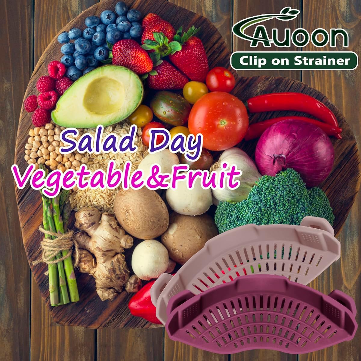Clip On Strainer Silicone for All Pots and Pans, Pasta Strainer Clip on Food Strainer for Meat Vegetables Fruit Silicone Kitchen Colander