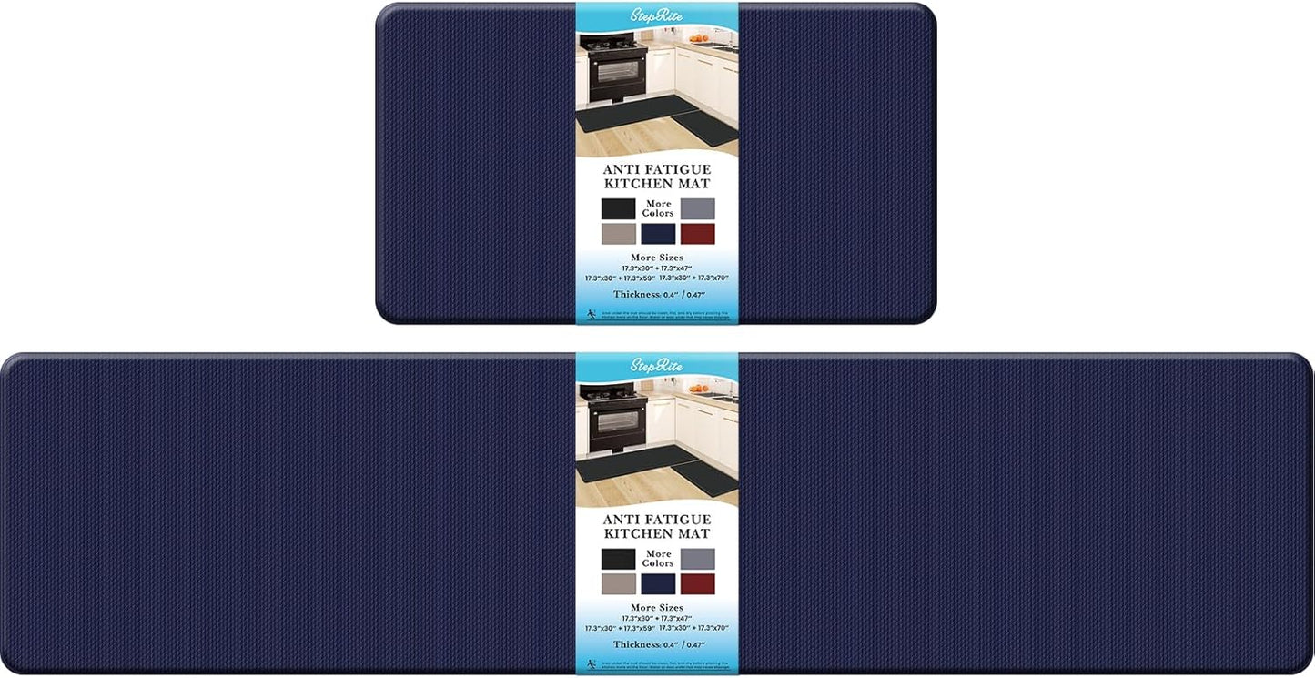 2PCS Kitchen Rugs, Cushioned Anti Fatigue Kitchen Mats for Floor, Non-Slip Standing Desk Mat, Waterproof Kitchen Rug Set for Kitchen, Floor, Office,17.3"×30"+17.3"×47",Black