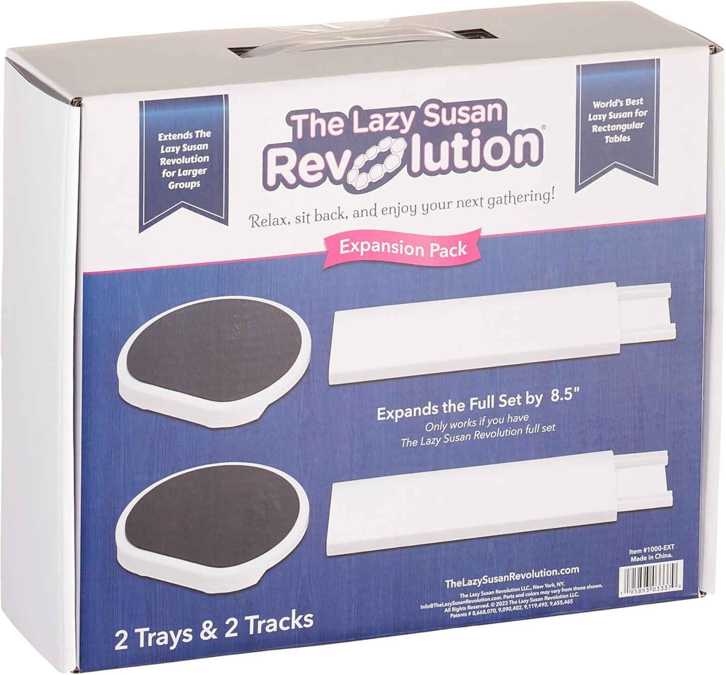 The Lazy Susan Revolution - The First Patented Lazy Susan Turntable Expandable for Rectangular & Oblong Tables - Kitchen & Dining Tables - Great Gift! Parties & Gatherings