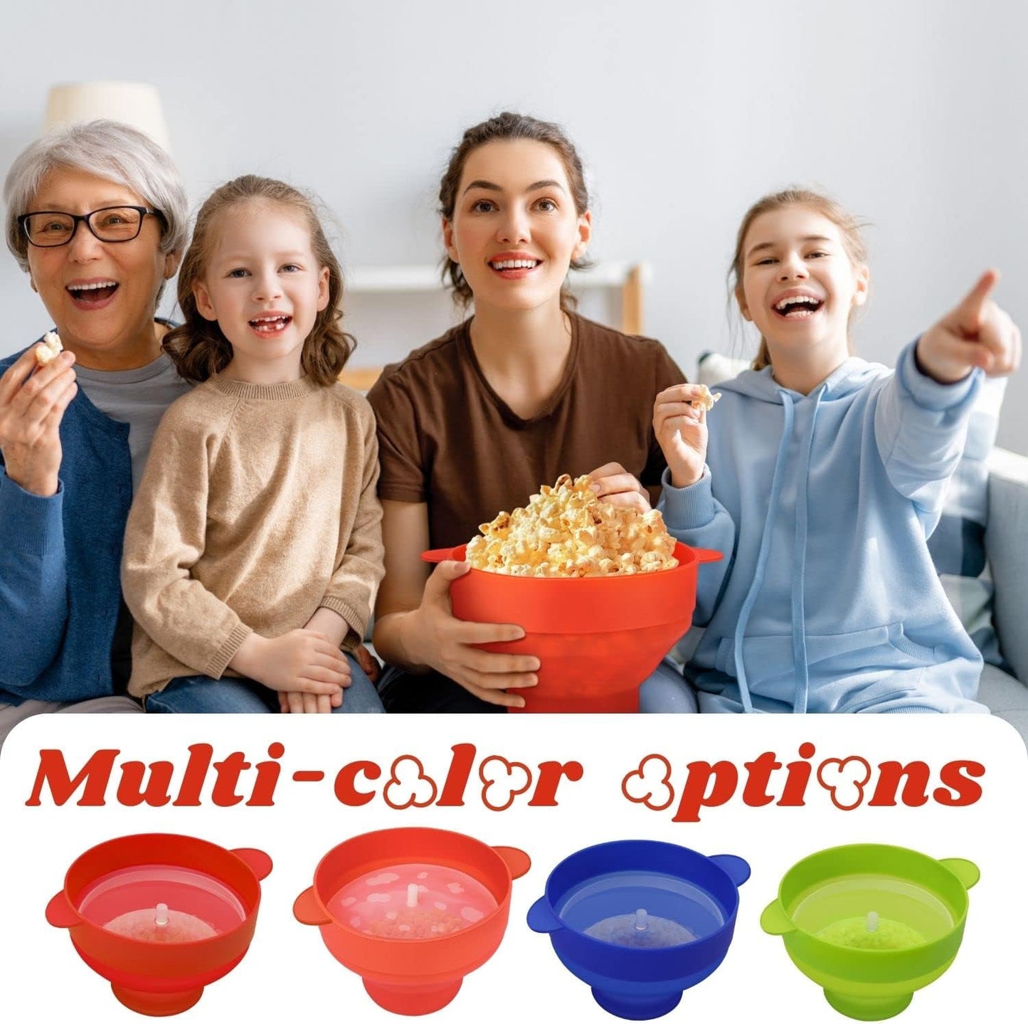 Silicone Microwave Popcorn Popper BPA Free Collapsible Popcorn Bowl Microwavable Pop Corn Maker with Lid and Handle Dishwasher Safe Silicon Bucket for Parties and Movie Nights, Green